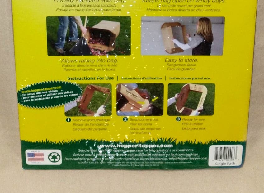 HOPPER TOPPER Lawn Leaf Yard Cleanup Funnel Easy To Store & Reusable Made In USA 4