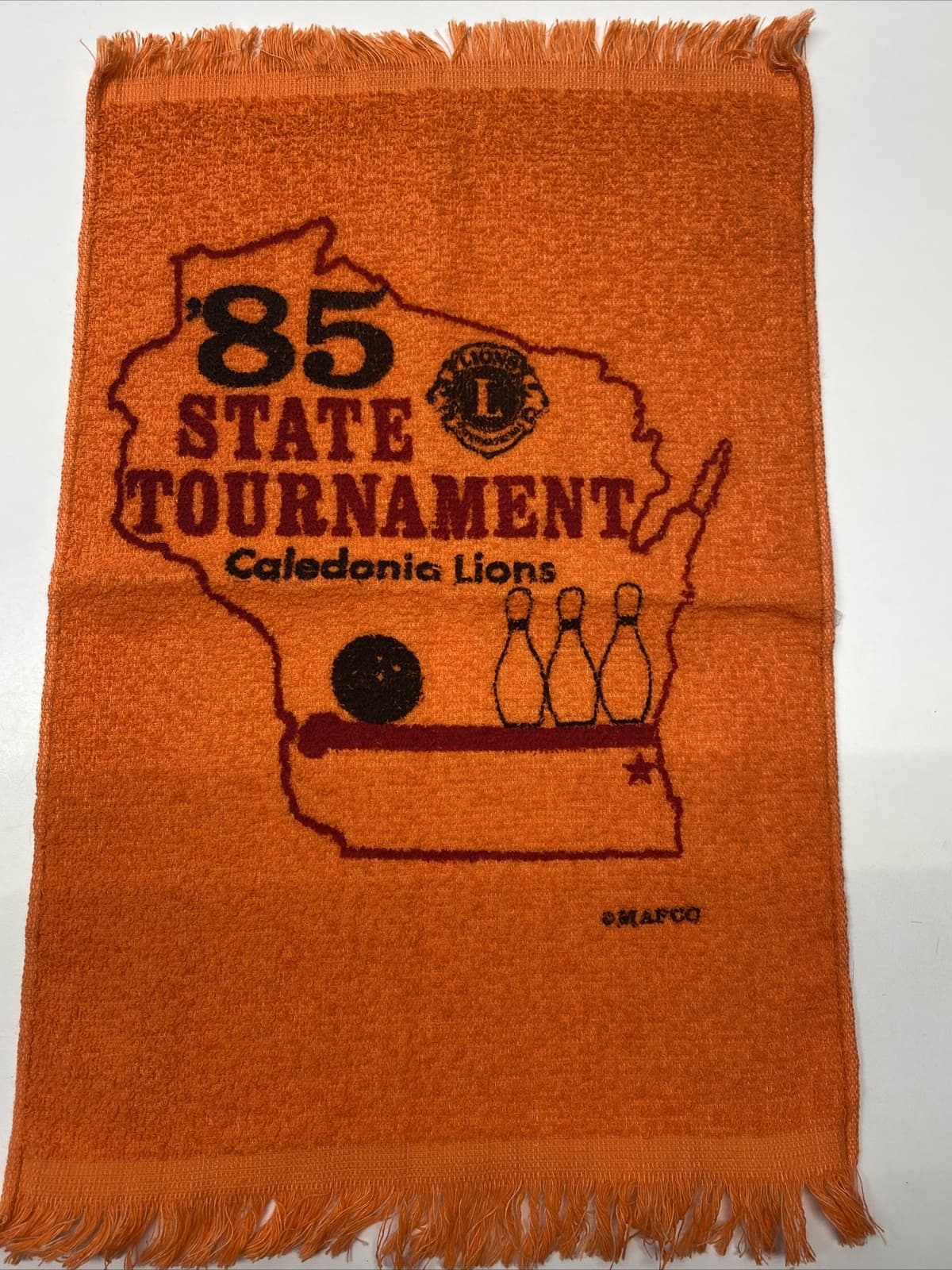 1985 Vintage Wisconsin Lions State Bowling Tournament Towel – Caledonia Lions