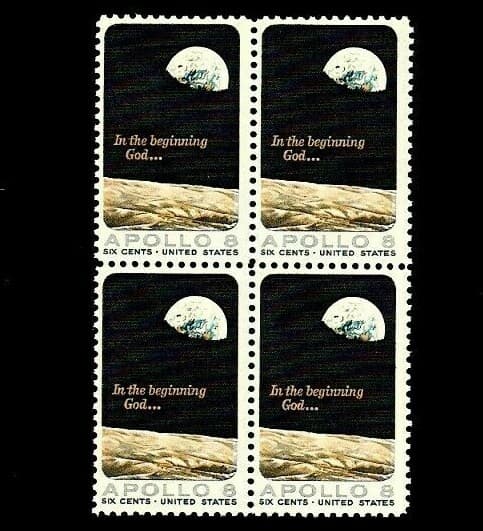 US 1969  APOLLO 8  Block of 4 Vintage  Postage Stamps mint NH OG