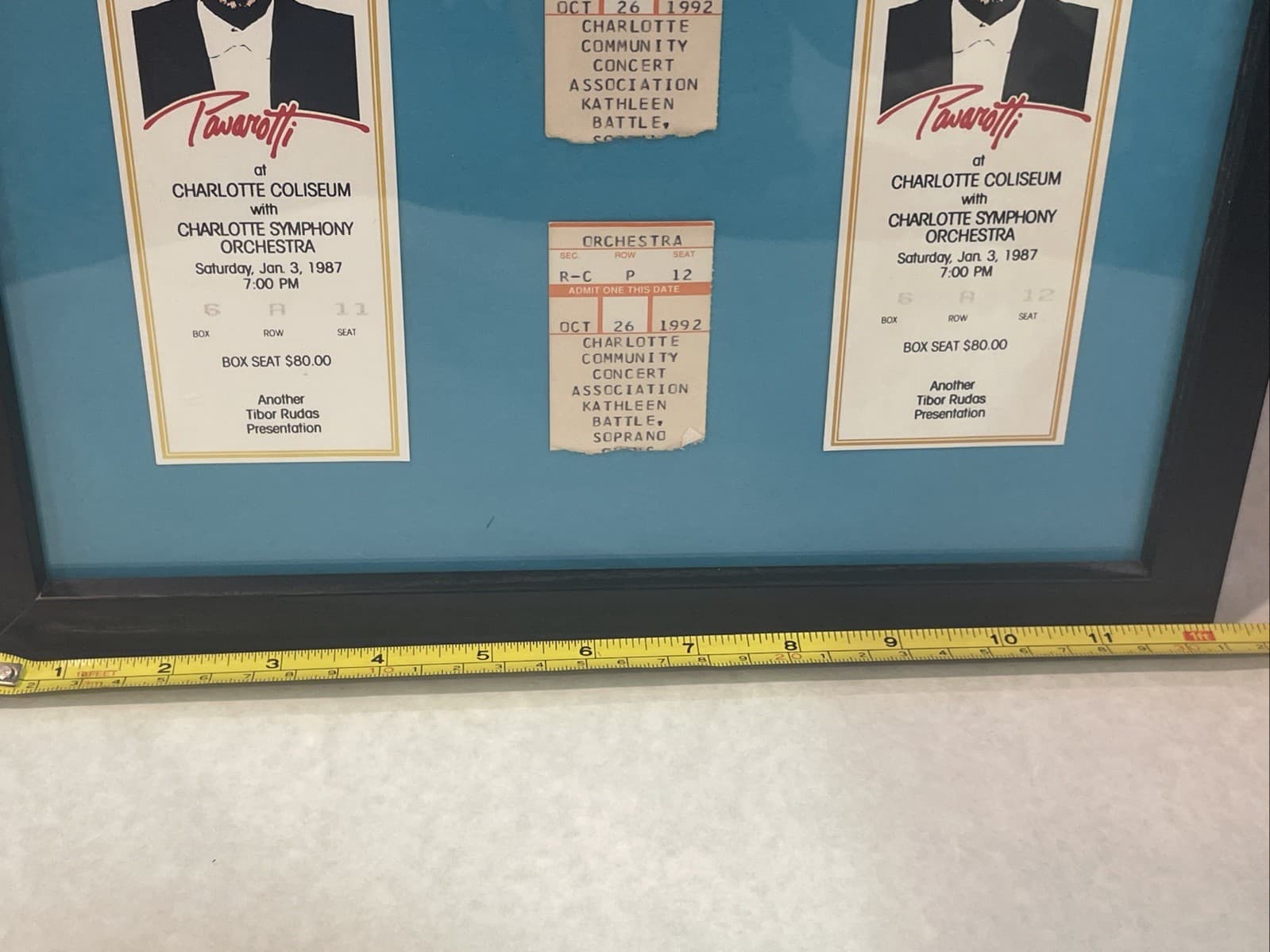 Vintage Framed Used Concert Tickets 1987 Luciano Pavarotti 1992 Kathleen Battle 3