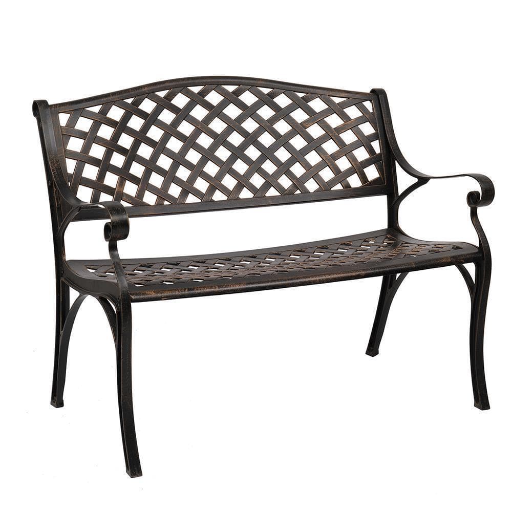40.5" Patio Garden Bench,Anti- Rust Cast Iron Cast Aluminum Frame 5