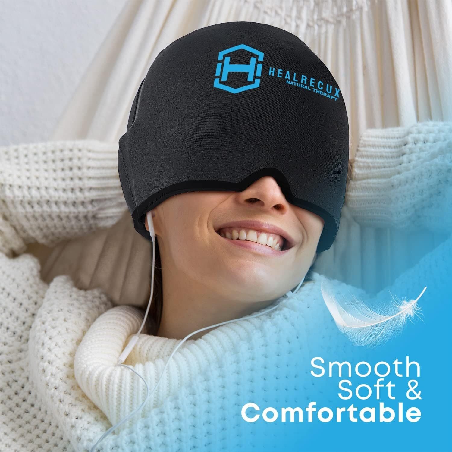 Migraine Relief Cap, Upgraded Odorless Gel Migraine Ice Head Wrap Cold & Hot The 6