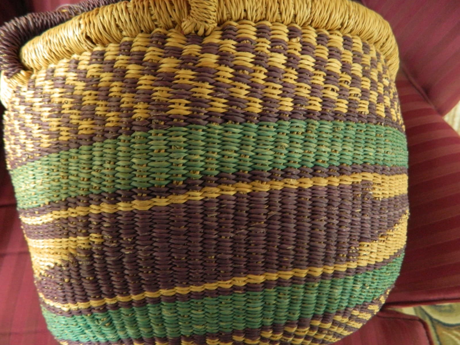 Lot of 2 Authentic Large Small African Ghana Market Baskets NWT New Turquoise 6