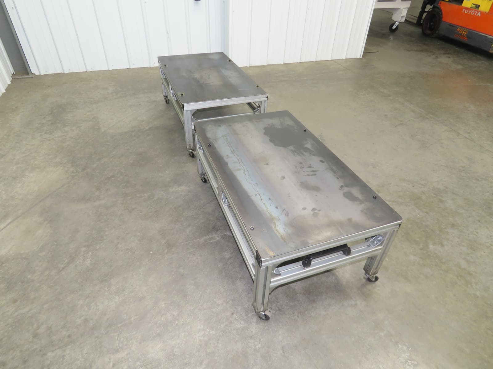3/16" Steel Top Aluminum Table Work Cart 80/20 Extrusion T Slot 39x23" Lot of 2 3