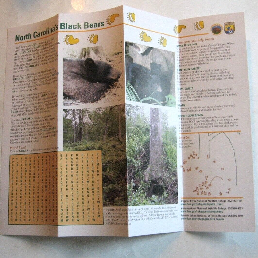 North Carolina Wildlife Red Wolves Black Bears Brochures Information and Fun 2