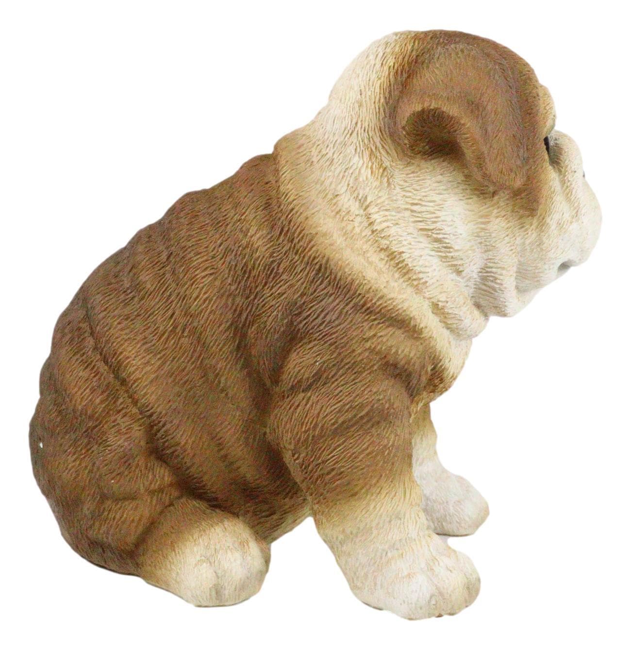 Ebros Lifelike Sitting Adorable Bulldog Puppy Dog Figurine 5"H Pet Pal Puppies 4