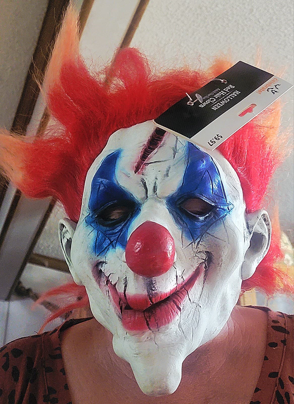 Celebrate! Adult Scary Evil Clown Halloween Mask Red Hair NEW With Tags. 2