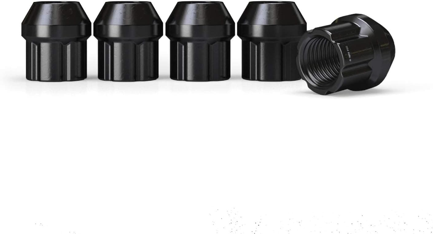 20pcs Black Spline Drive Lug Nuts - 12x1.5 Threads - 0.85 inch Length - Open En 5
