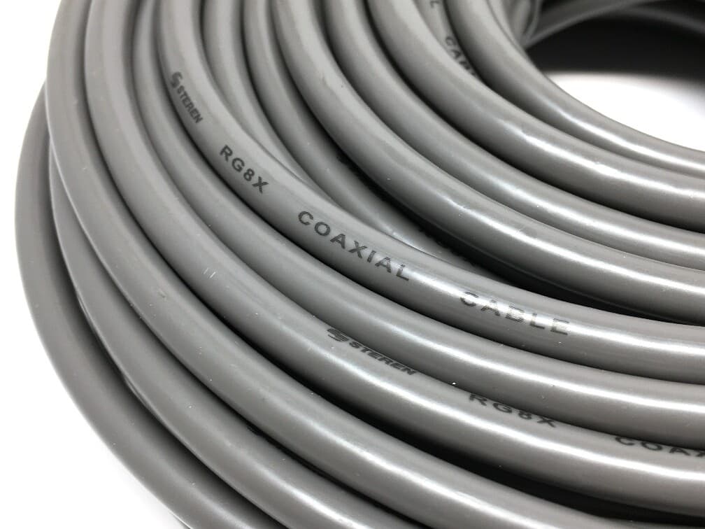 Steren 50 ft Gray RG8X Mini-8 Coax Coaxial PL259 UHF Ham CB Radio Antenna Cable 4