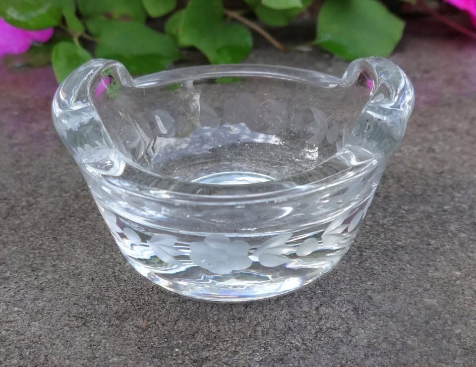 Clear, Heisey Glass Etched Tub Open Salt Dip, Cellar, Dish! 3