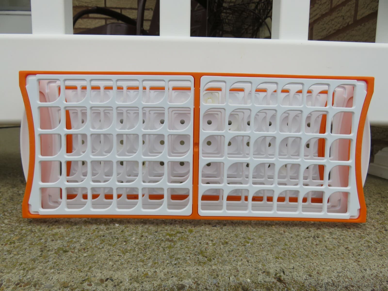 LOT of TEN (10) ORANGE & WHITE TEST TUBE RACKS (Plastic, Each Holds 60 Tubes) 2