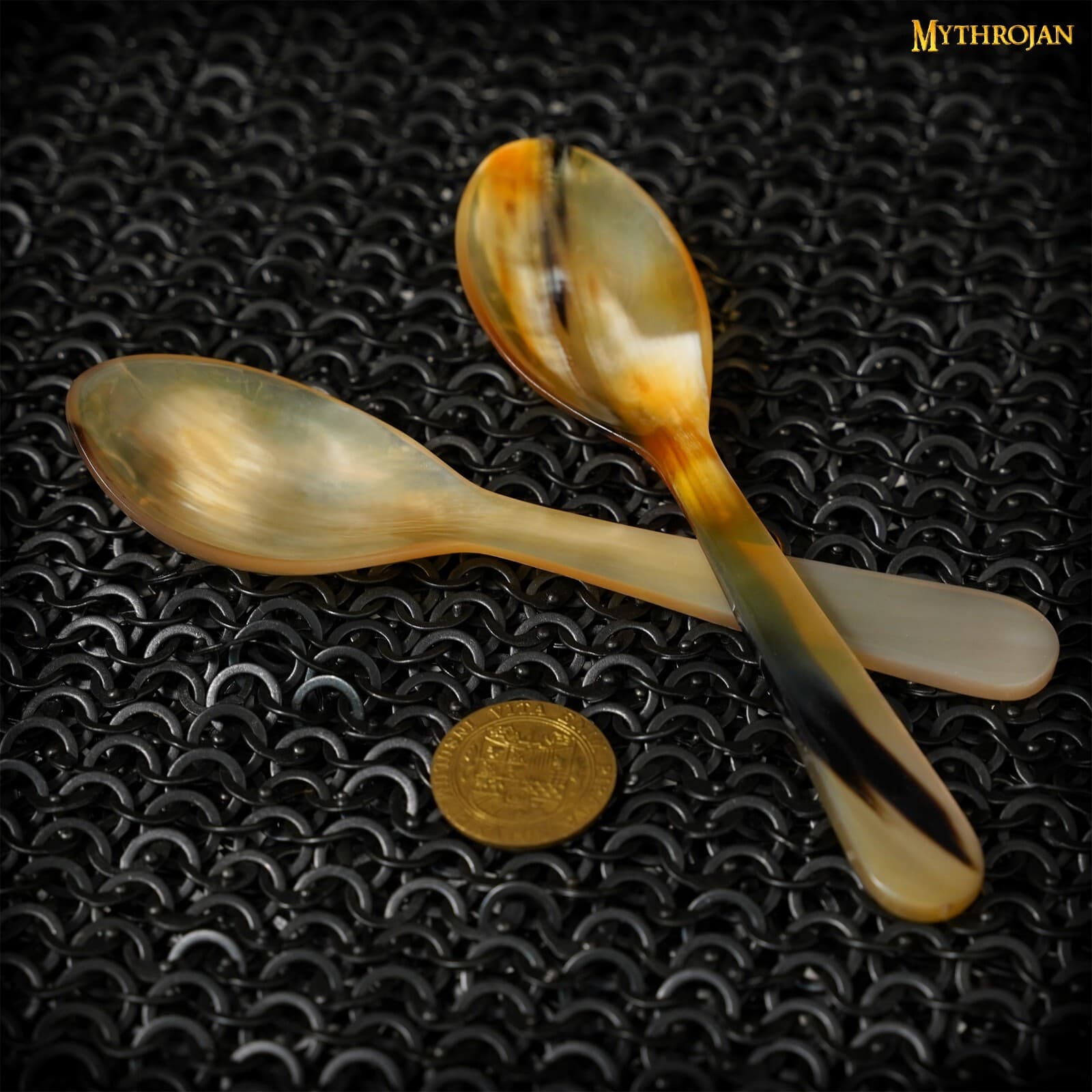 Medieval Genuine Horn Spoon Handcrafted For Viking Events Cosplay 4 Pcs 6.5 Inch 3