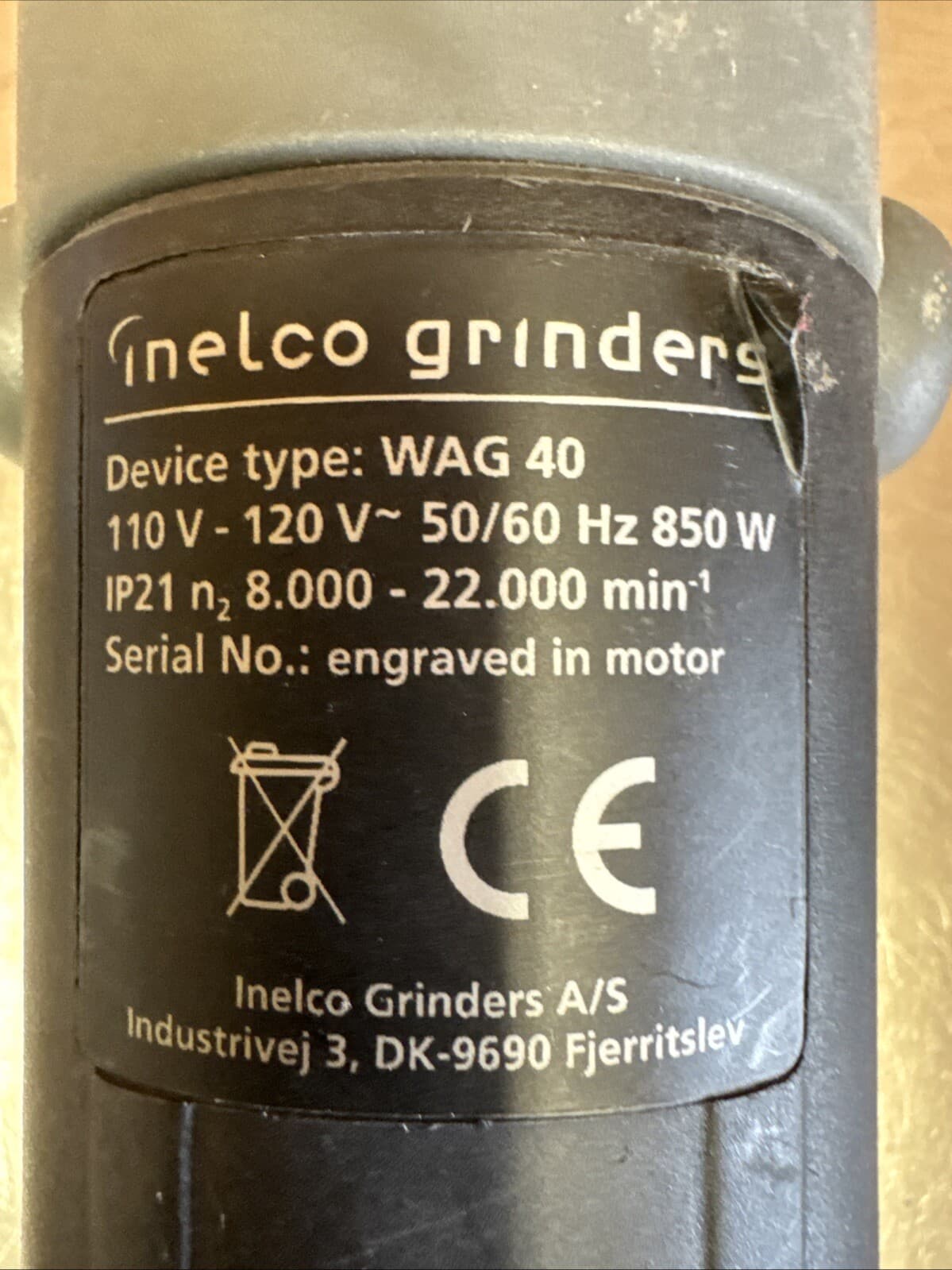 Randor Inelco WAG 40 Portable Tungsten Electrode Grinder 110V 50/60Hz 850W 2