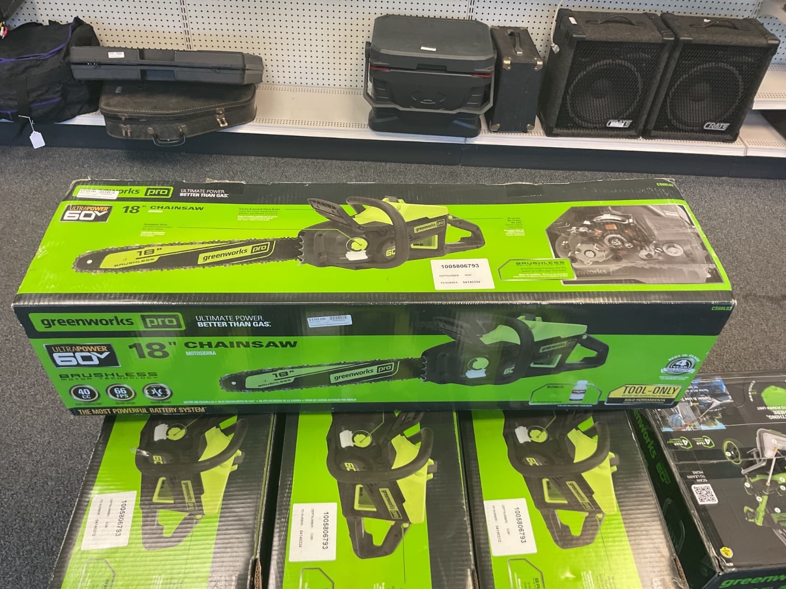NEW!! GreenWorks Pro 60V 18" Cordless Battery 2.0kW Chainsaw CS60L03 -Tool Only