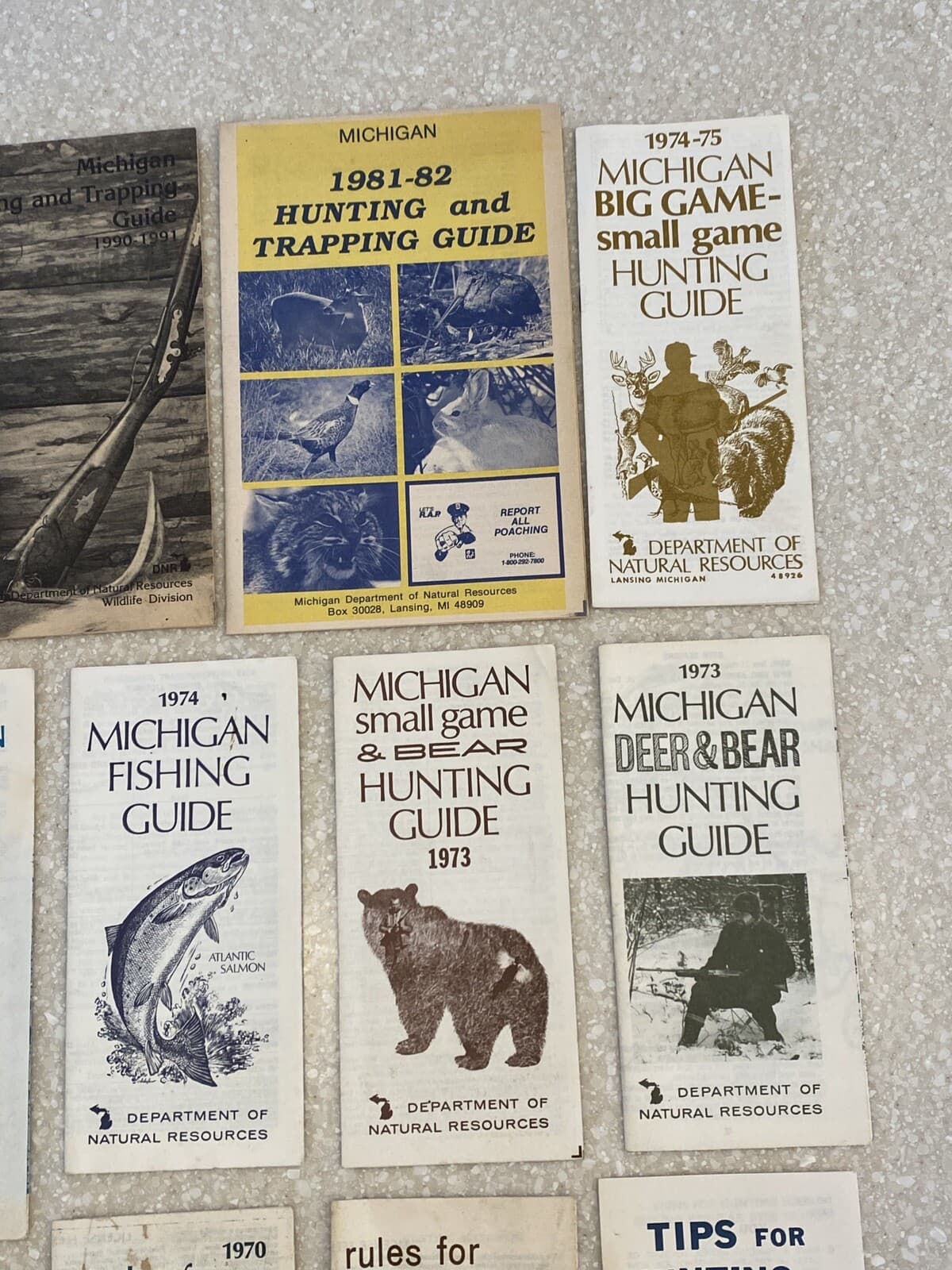 Vintage Michigan hunting fishing trapping guides, Lot of 14 Brochures, 60s-90s 3