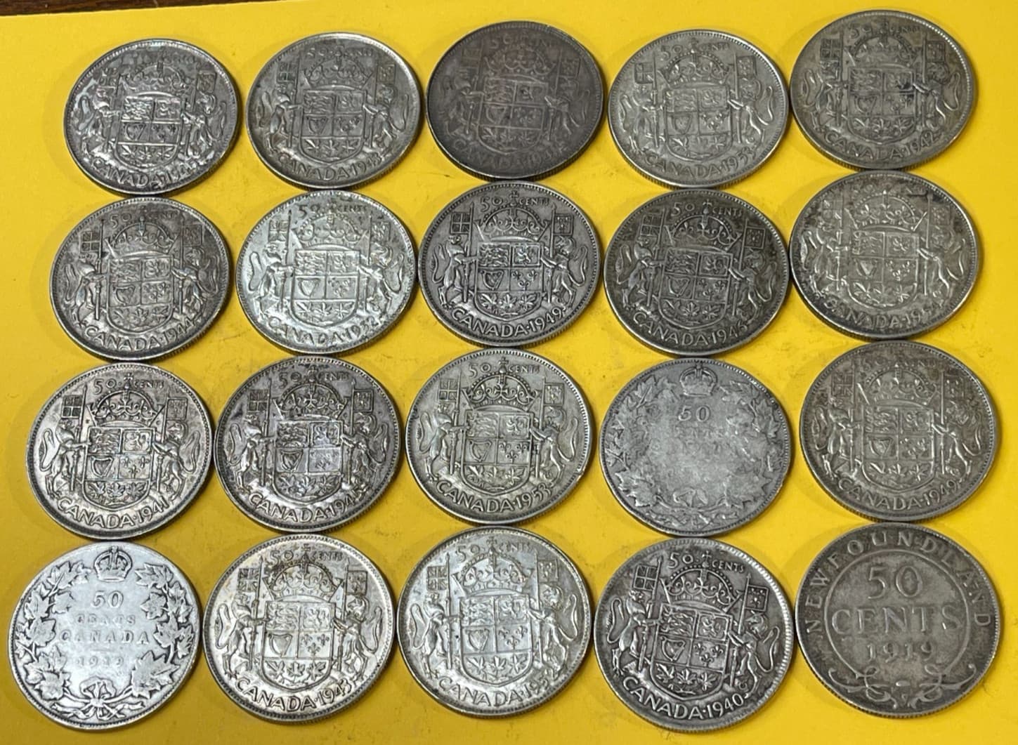 Assorted Early Canada 50 Cents 20 Silver Coins Lot High Value 090125