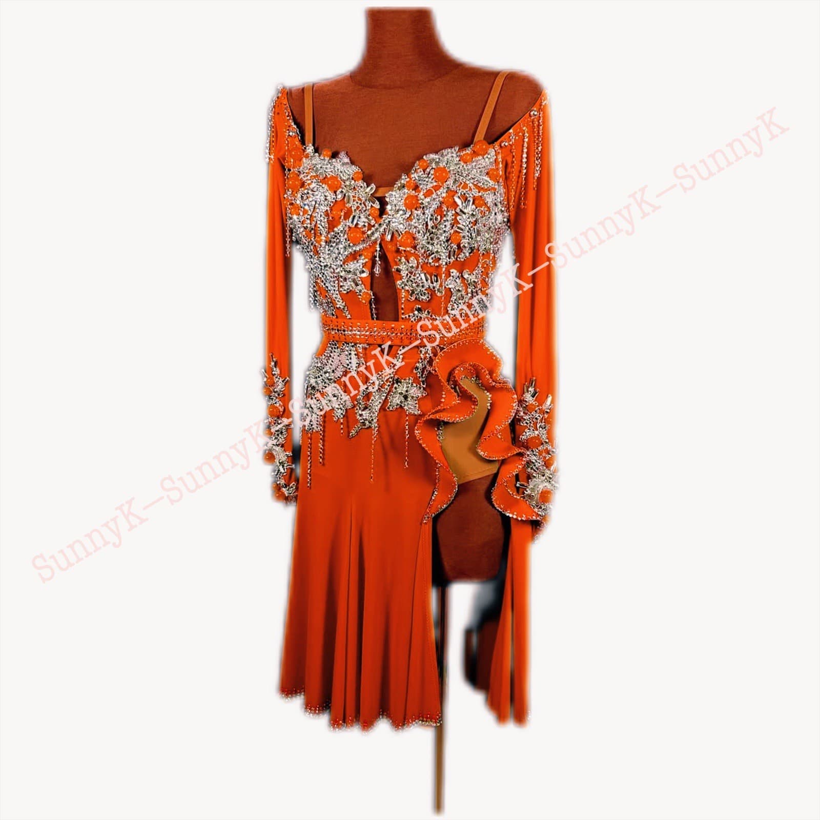 jz Handmade Women Samba Ballroom Swing Salsa Rumba Latin Dance Dress RHYTHM