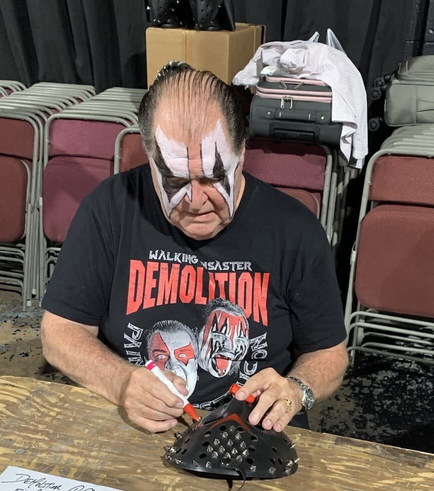 Wwf Demolition signed Replica Mask W/proof Autographed Wwe Ax Smash W/hood 6