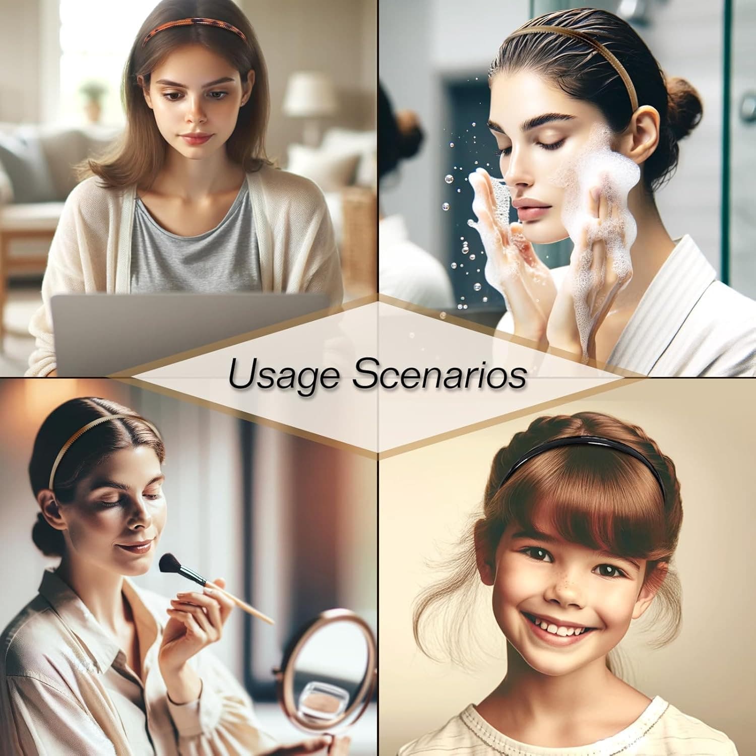 6-Pack Multi-Color Plastic Skinny Headbands with Teeth Comb for Women and Girls 4