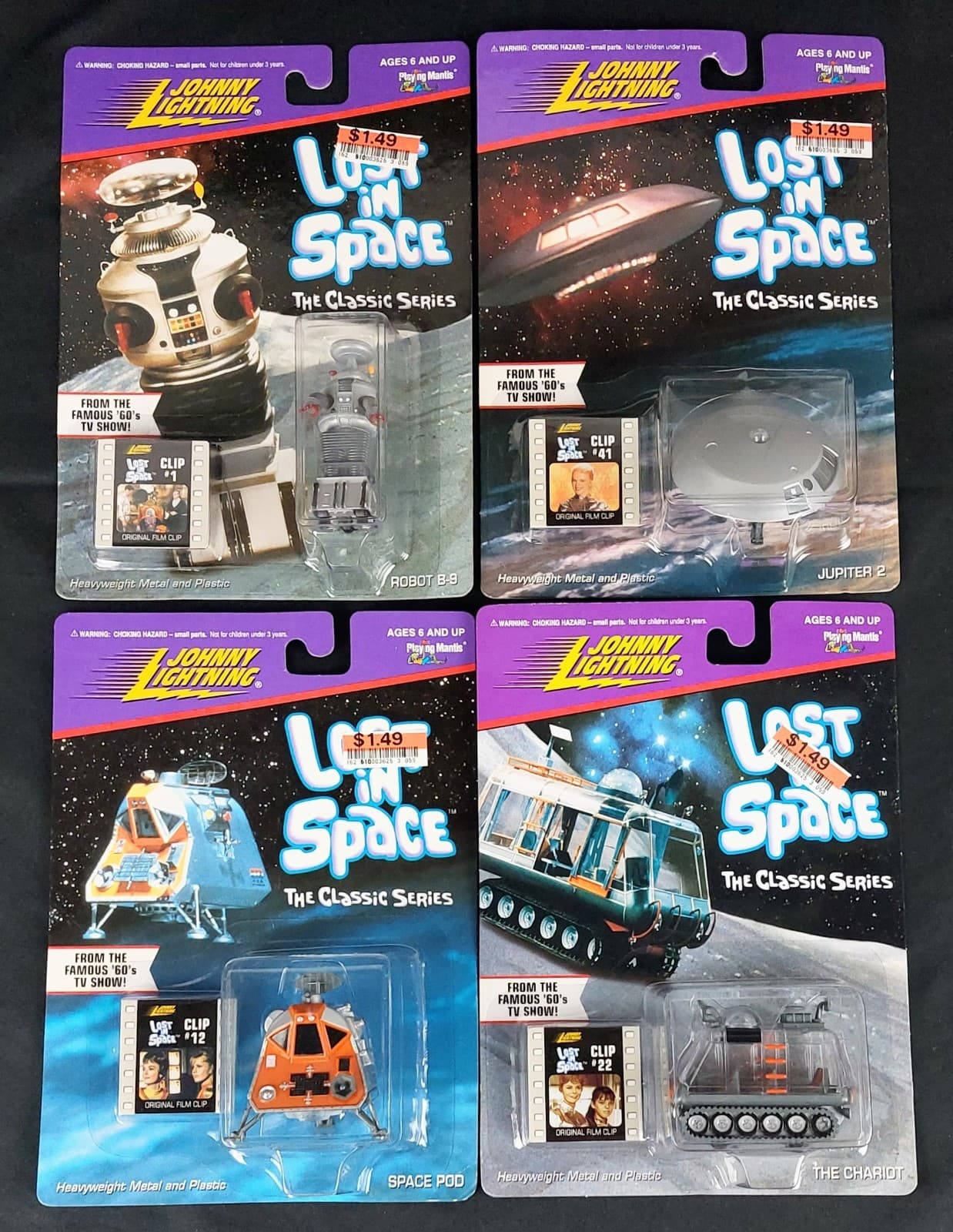 Lot 4 Johnny Lightning Lost In Space Chariot Jupiter 2 Robot B-9 Space Pod New