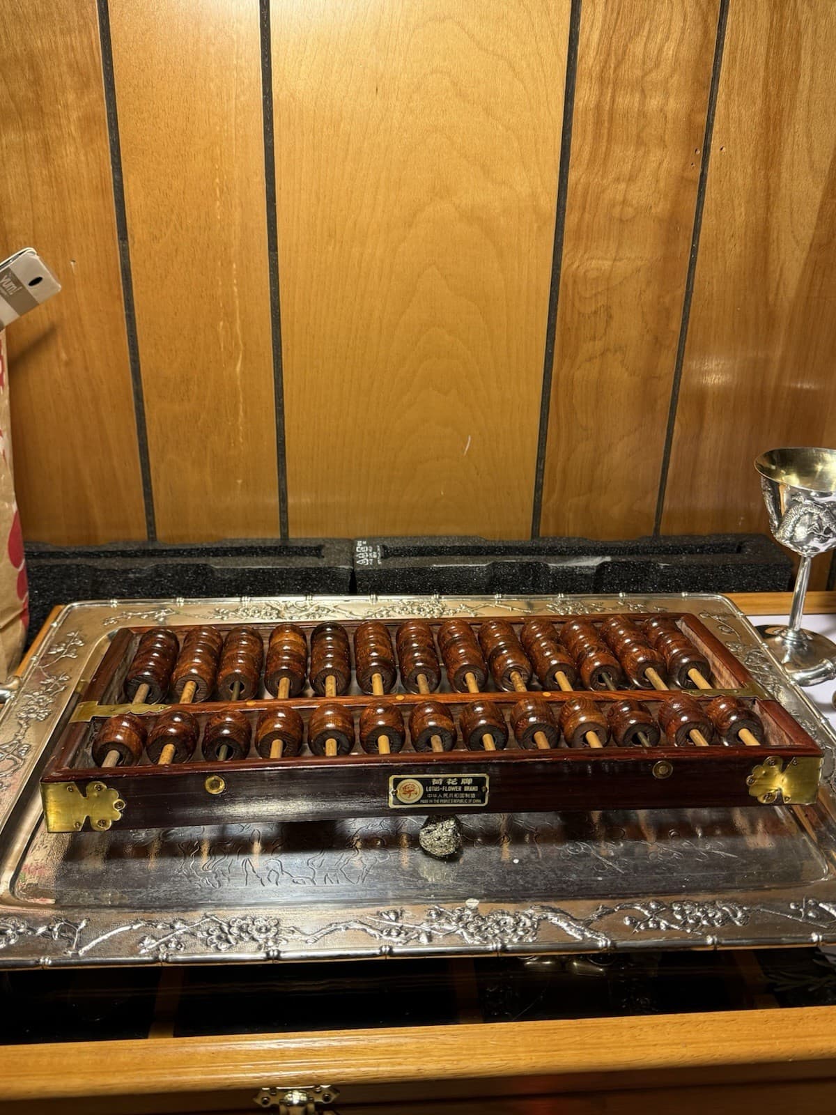 Vintage Chinese Lotus Flower Brand Abacus 91 Beads 4