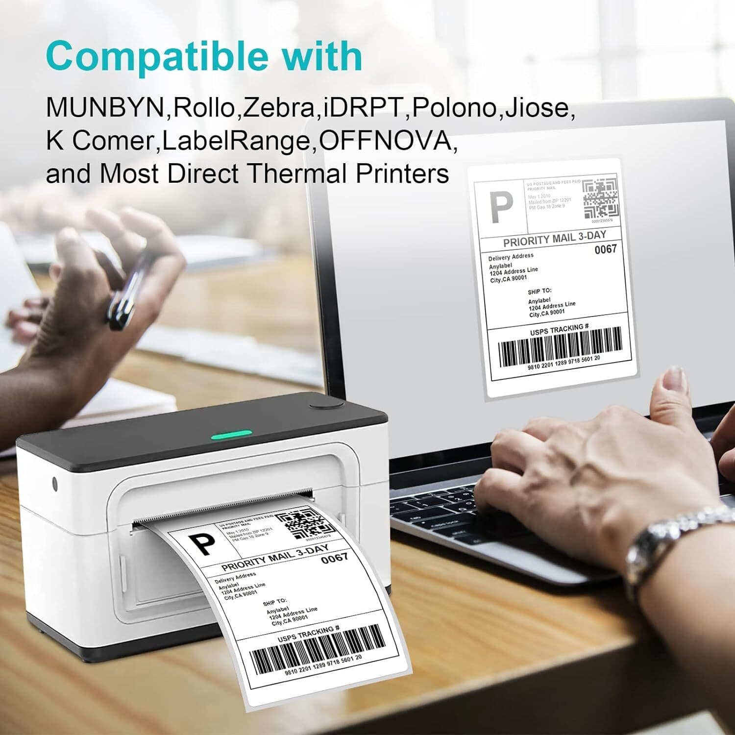 Fanfold 4" x 6" Direct Thermal Labels Perforated for Zebra Rollo MUNBYN Printers 4