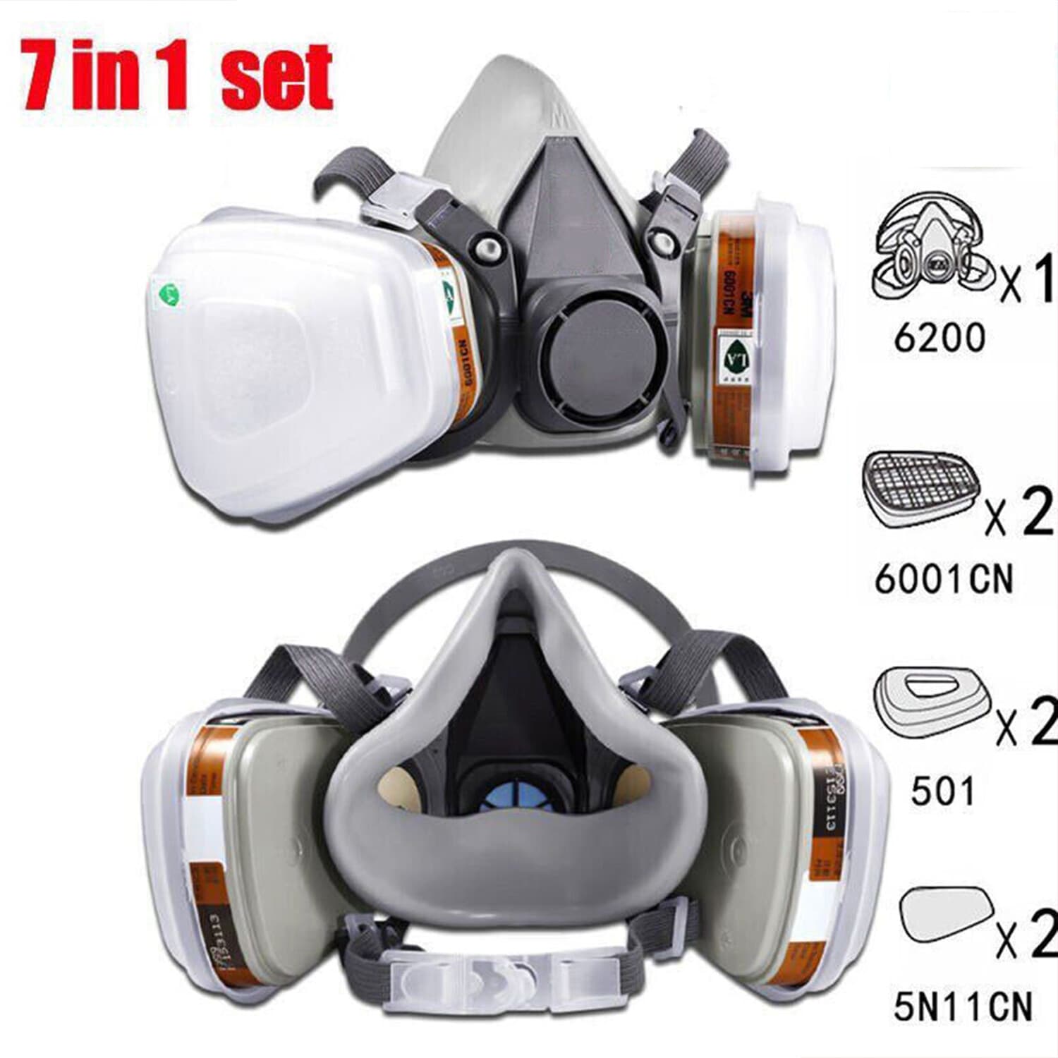 PRO 6200 Half Face Gas Mask Cover Painting Spraying Respirator Work Facepiece 6