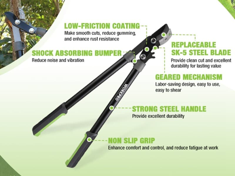 WORKPRO 28" Anvil Lopper Tree Trimmer Steel Blade Heavy Duty Tree Branch Cutters 2