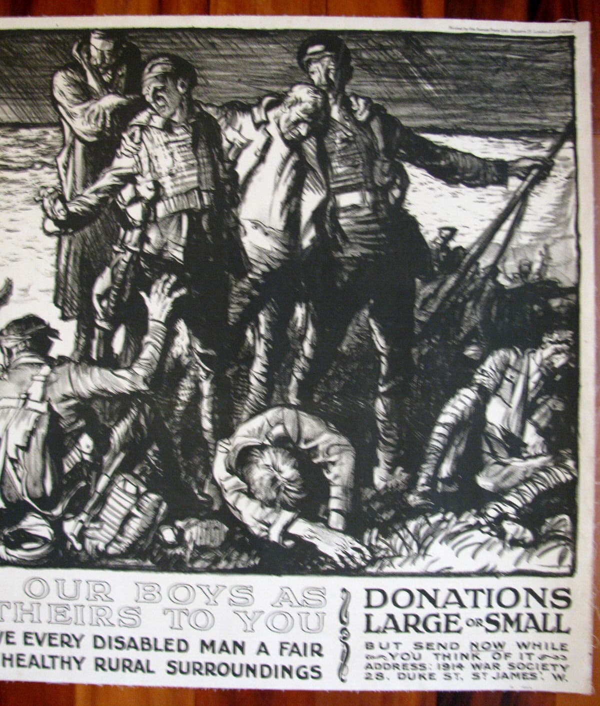 Original WWI War Poster, Do Your Duty To Our Boys, Brangwyn, 1914, Linen 3