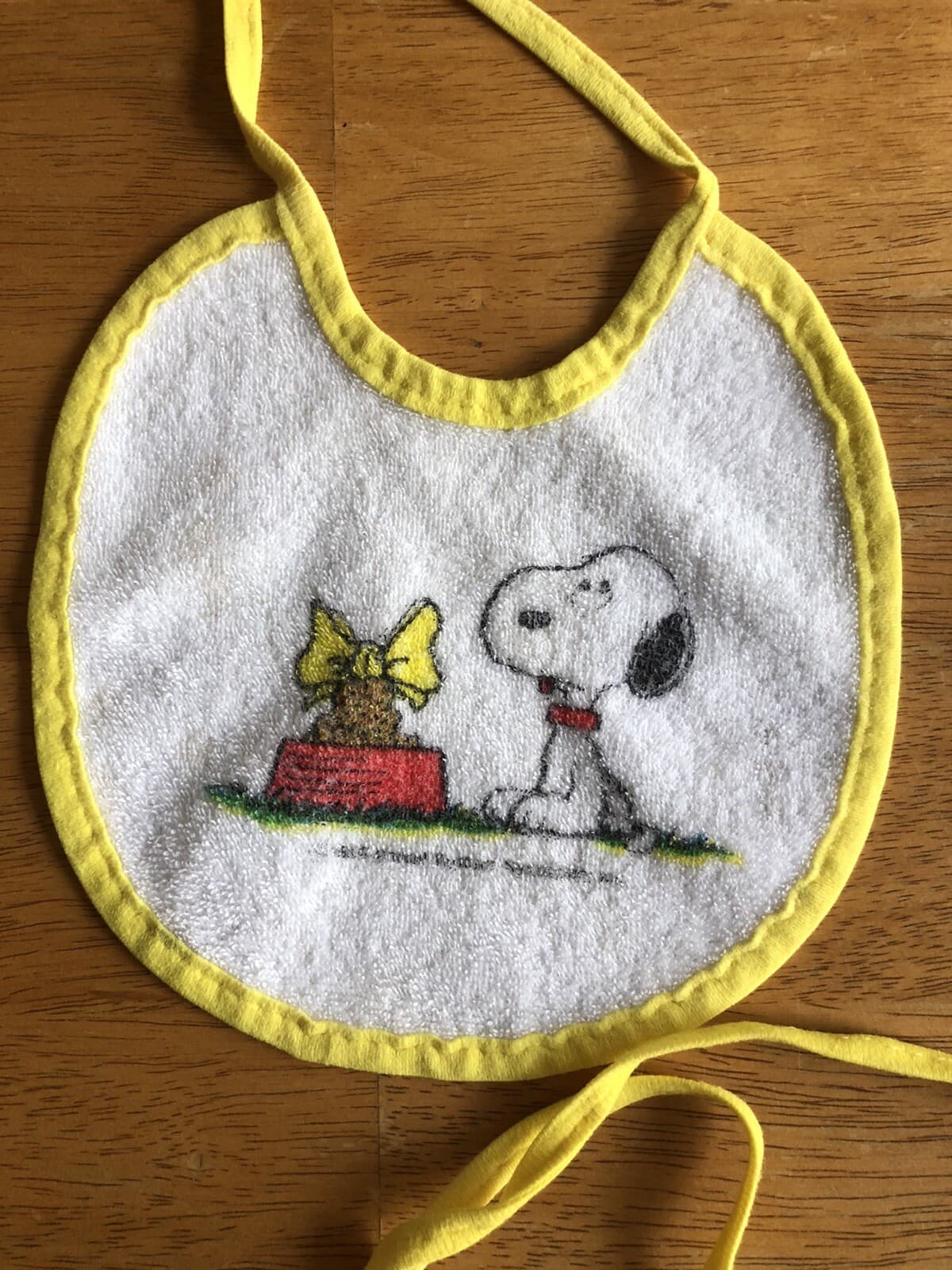 3 Playskool Disney Mickey Pluto Snoopy Tie Baby Bibs Vintage 80’s ?  7" x 7" 3