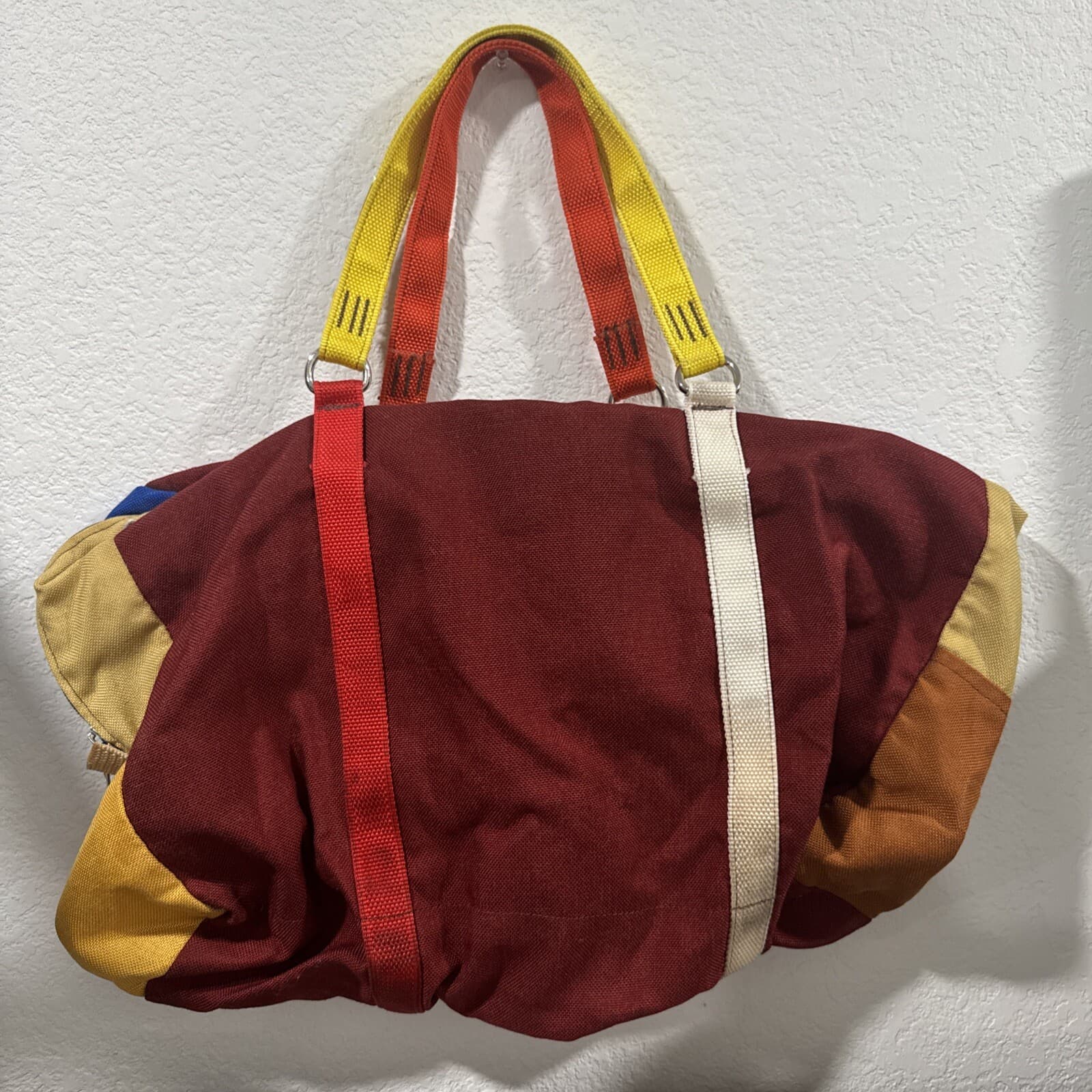 Morgans Horse Supplies Bag Small 19”x15” Duffle Bag 2 Zippered Areas Red Yellow 2