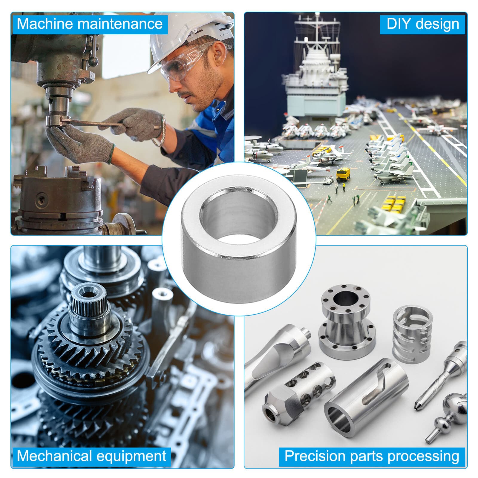 20Pcs M6 Round Aluminum Spacer Metal Spacer Aluminum 6.2mm ID x 10mm OD x 6mm L 5