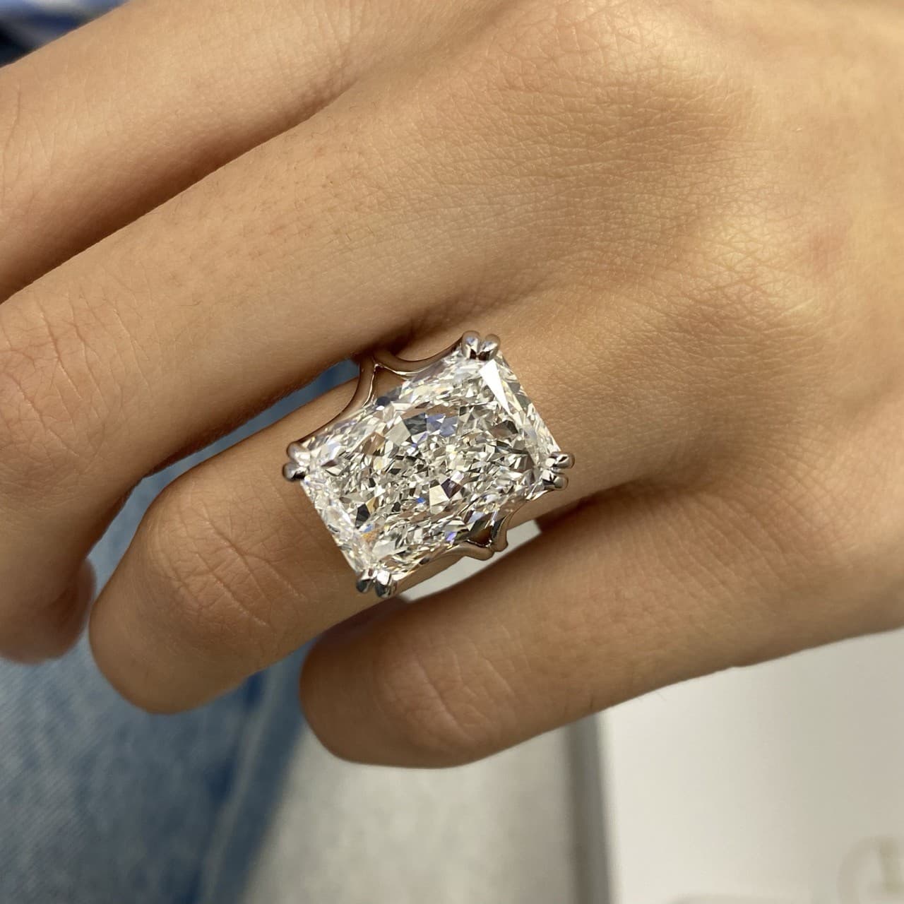 Diamond Bridal Ring Radiant VS1 E IGI Certified 10.1CT Labcreated 18K White Gold