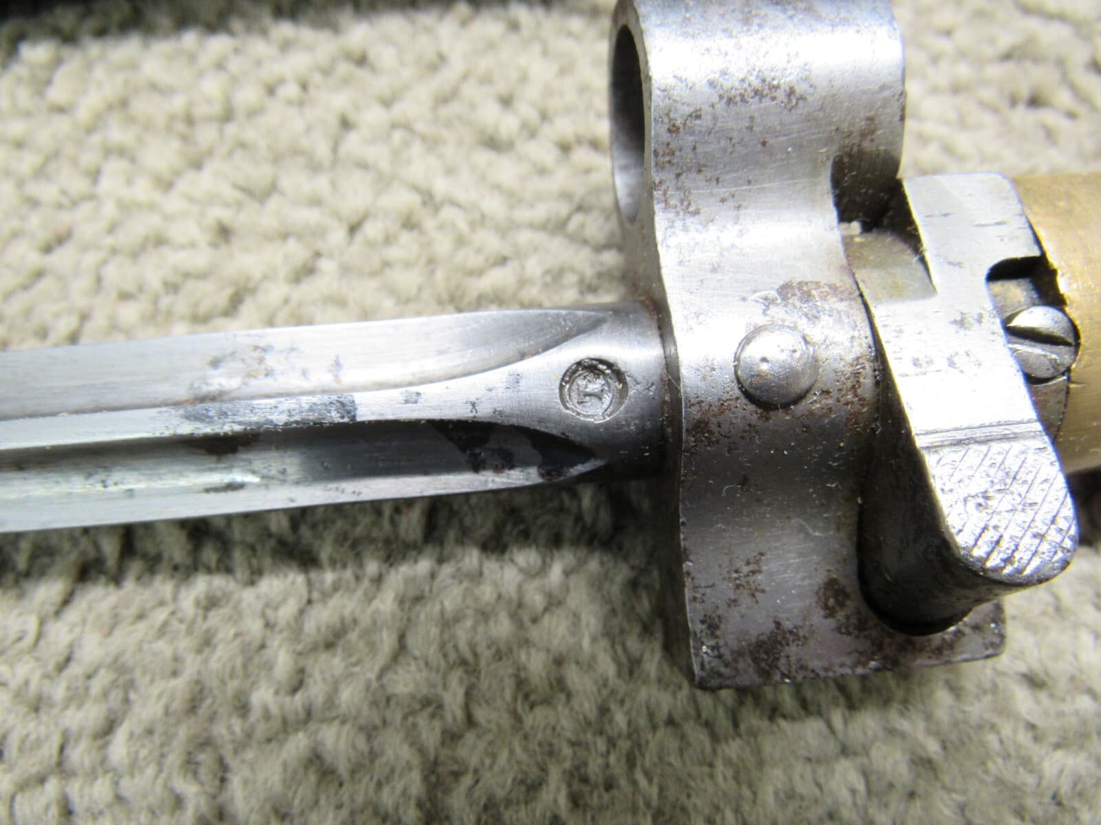 French M1886 Lebel Bayonet & Scabbard Shortened For WW1 Brass Grips 3