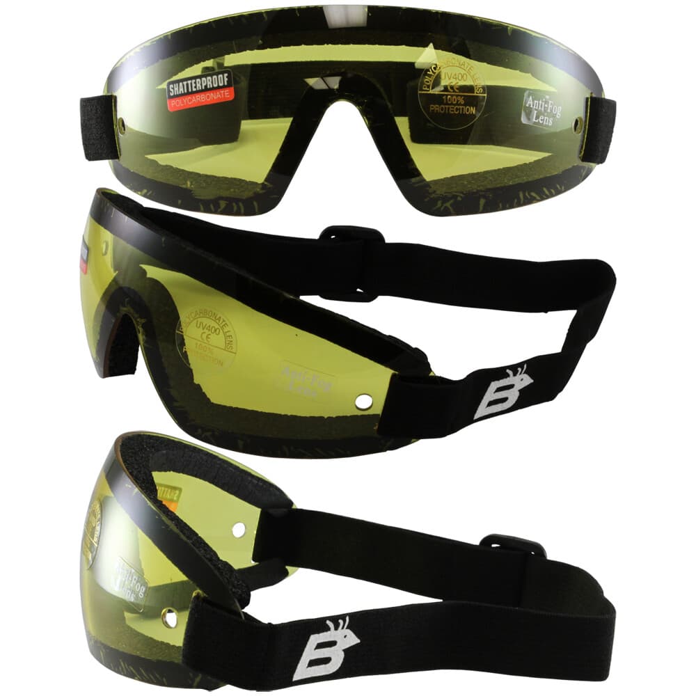 4 Set Birdz Wing SkyDiving Motorcycle Goggles UV400 YELLOW SMOKE BLUE CLEAR 4