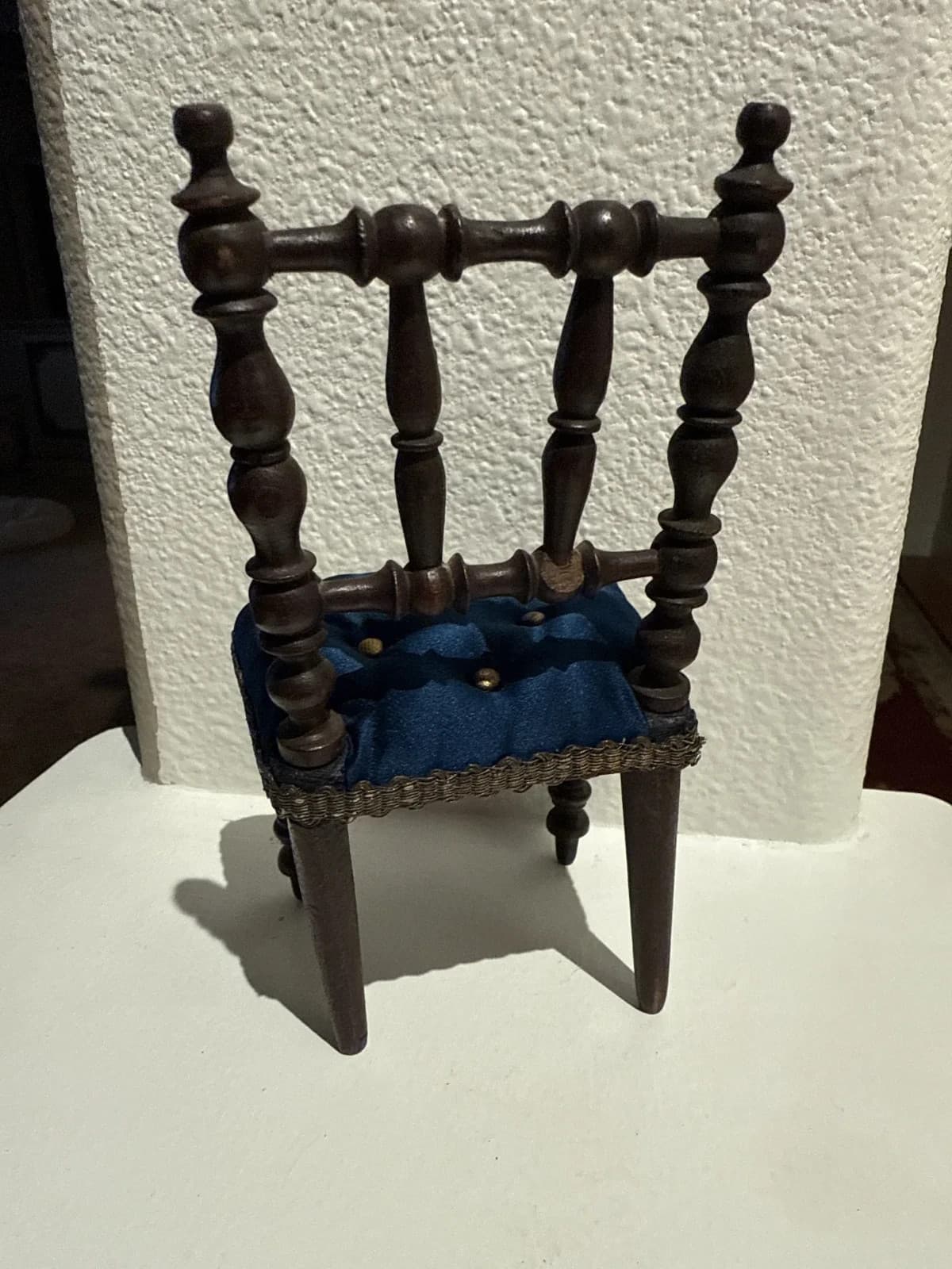 Antique French ebony turned wood small doll Chair 3