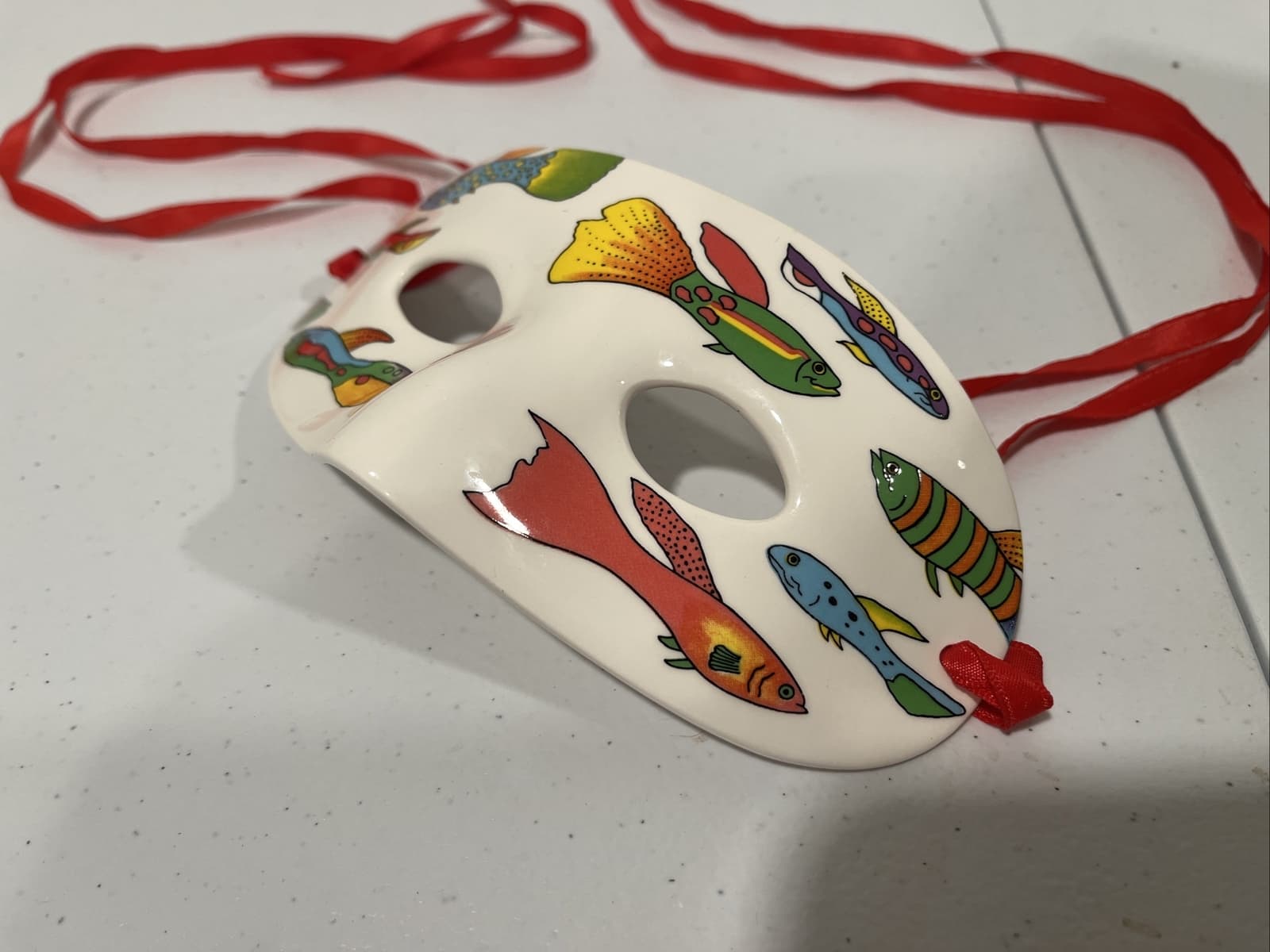 1981 Candace Loheed Painted Ceramic Fish Print Mask Vandor Made In Japan Nice 6