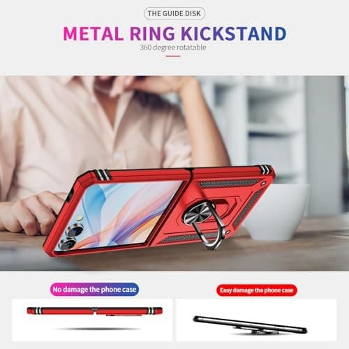  Compatible with Samsung Case with 360°Rotate Ring Magnetic Galaxy Z Flip 7 Red 6