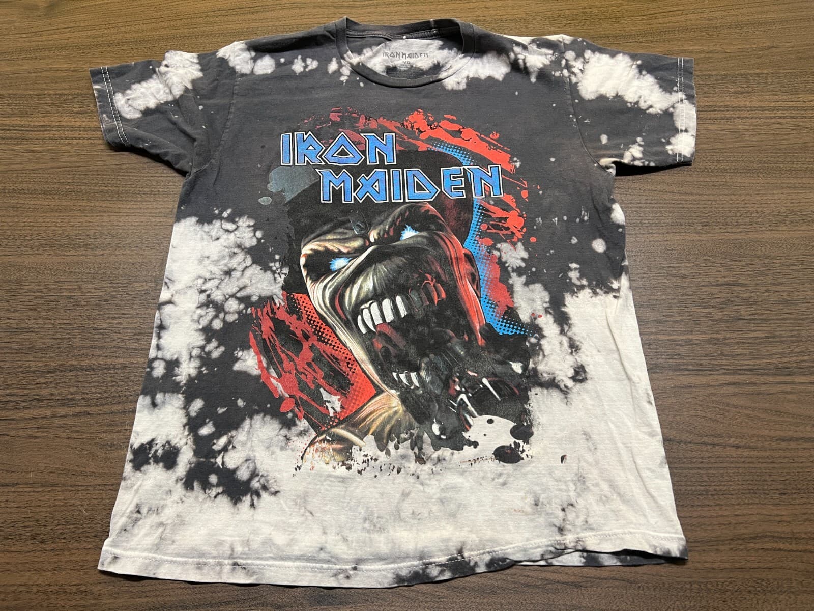 2017 Iron Maiden Gray Tie-Dye Men’s T-Shirt - Medium