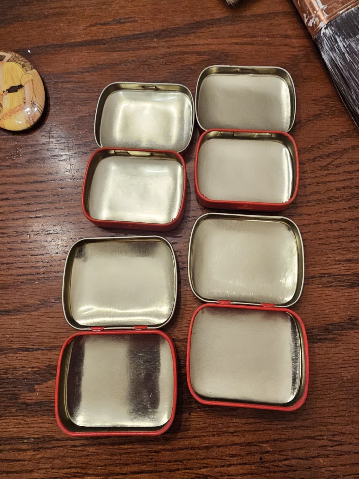 Lot 4 Vintage Coca-Cola Coke Collectible Mini Graphic Metal Small Pocket Tins 5