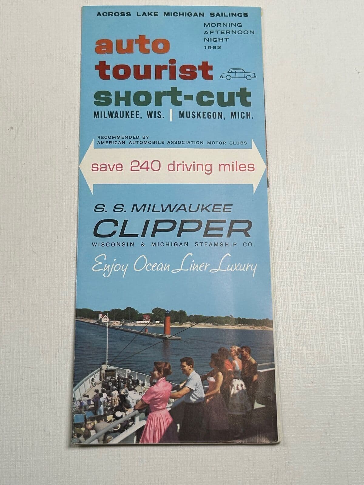 Brochure Auto Tourist Short Cut Milwaukee WI Muskegon MI SS Milwaukee Clipper