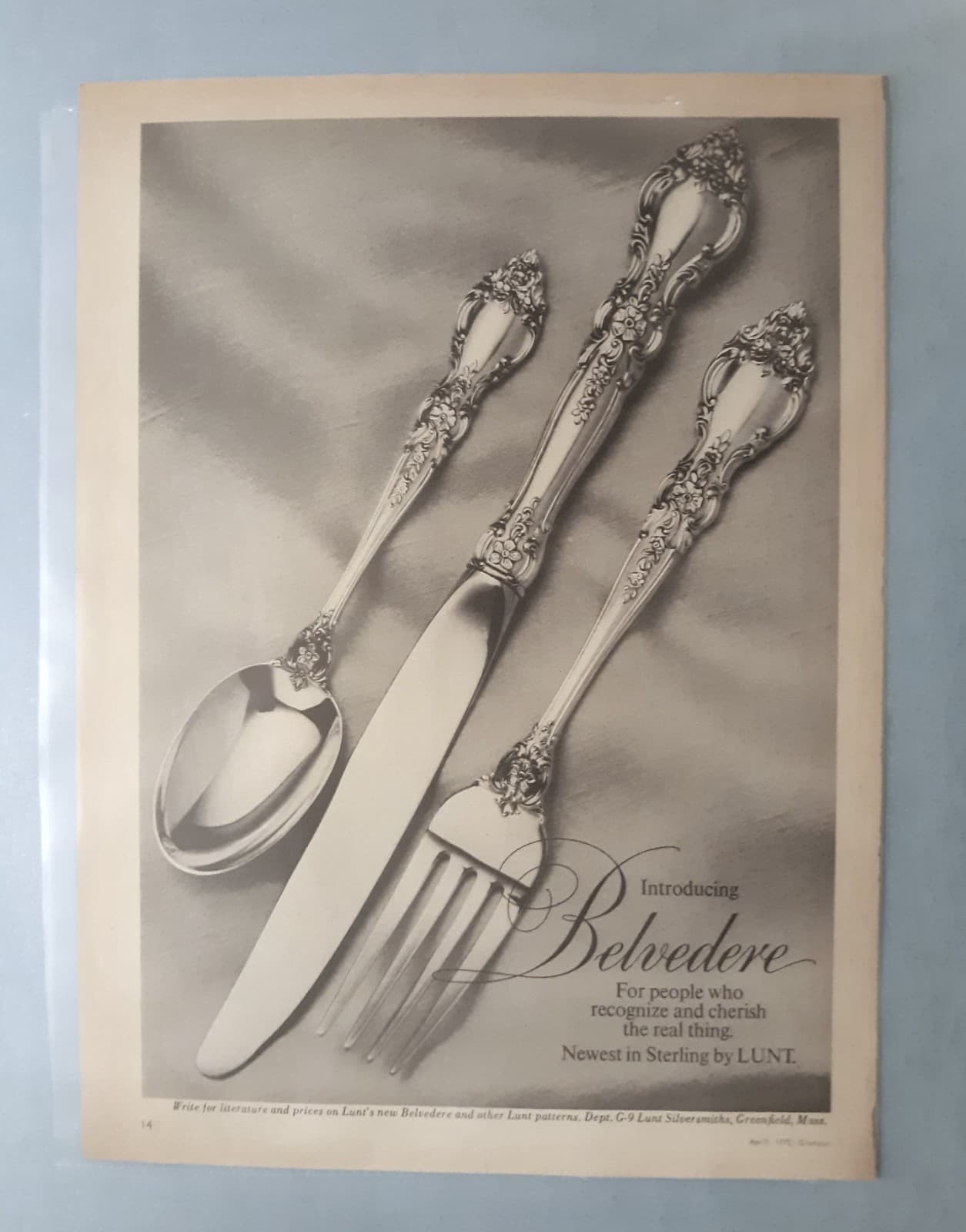 Lunt - Belvedere - 1972 Advertisement