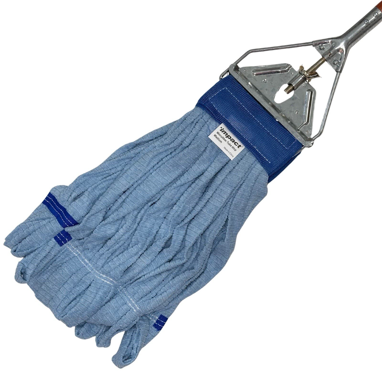 Rubbermaid 60” Slide Mop Wood Handle + 4x IMPACT Medium Microfiber Tube Mop Blue 5