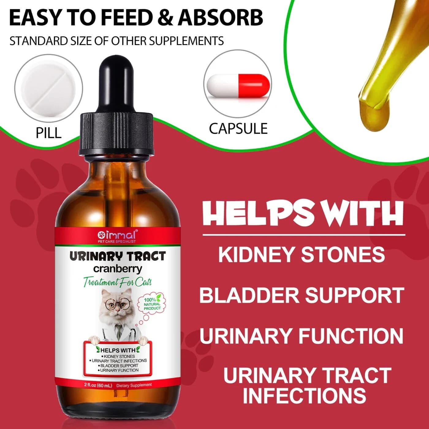 Urinary Tract Infection Treatment for Cats – 60 ML Cranberry UTI Supplement 2