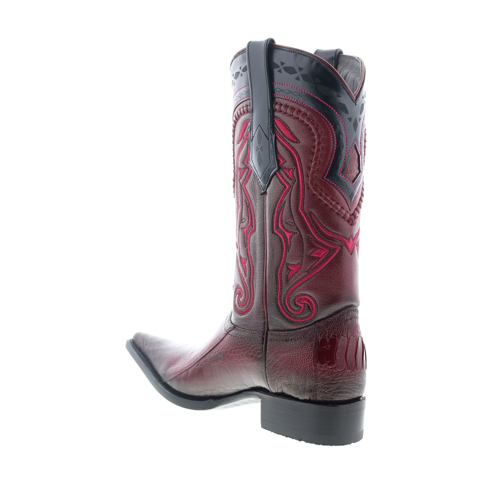 Los Altos 3X Toe Ostrich Leg Mens Burgundy Wide Cowboy Western Boots 6