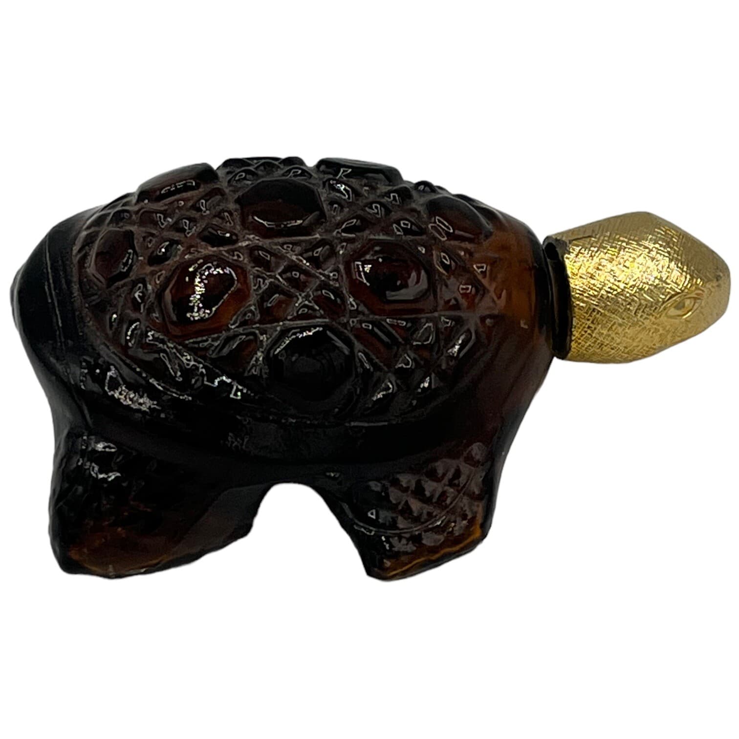 Avon Treasure Sea Turtle EMPTY Cologne Bottle Decanter Brown Glass 5