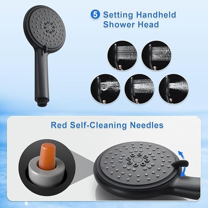 Shower Panel Tower System Adjustable Rainfall Shower Head 6 Body Jets Matte Blac 6