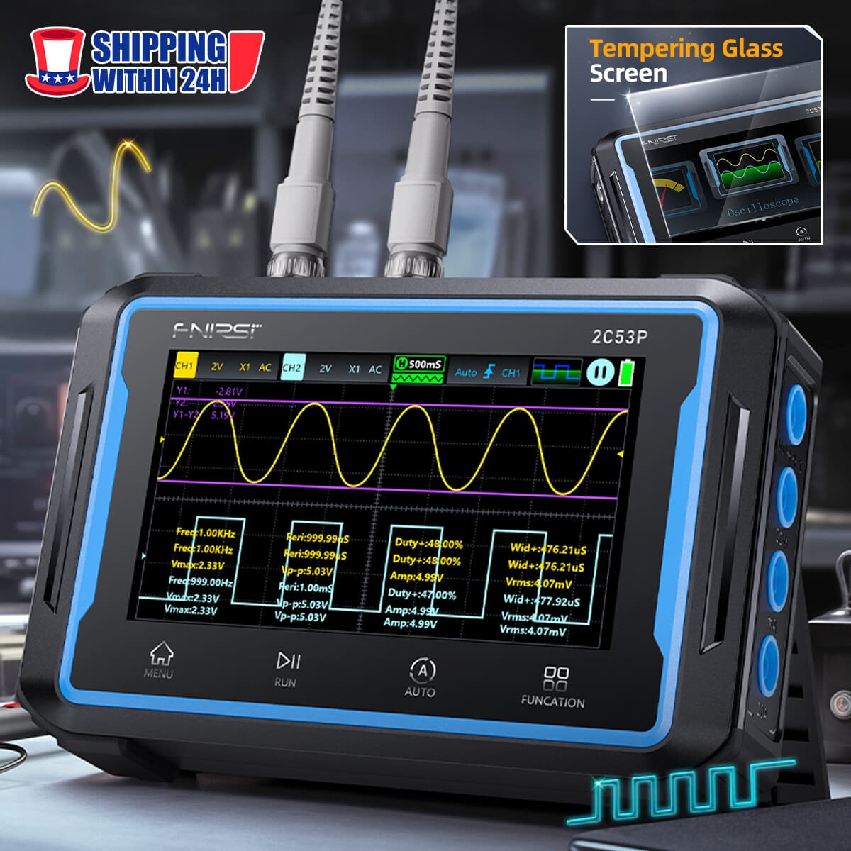 FNIRSI-2C53P LCD 2 Channel Signal Generator Digital Storage Oscilloscope 3-in-1 2