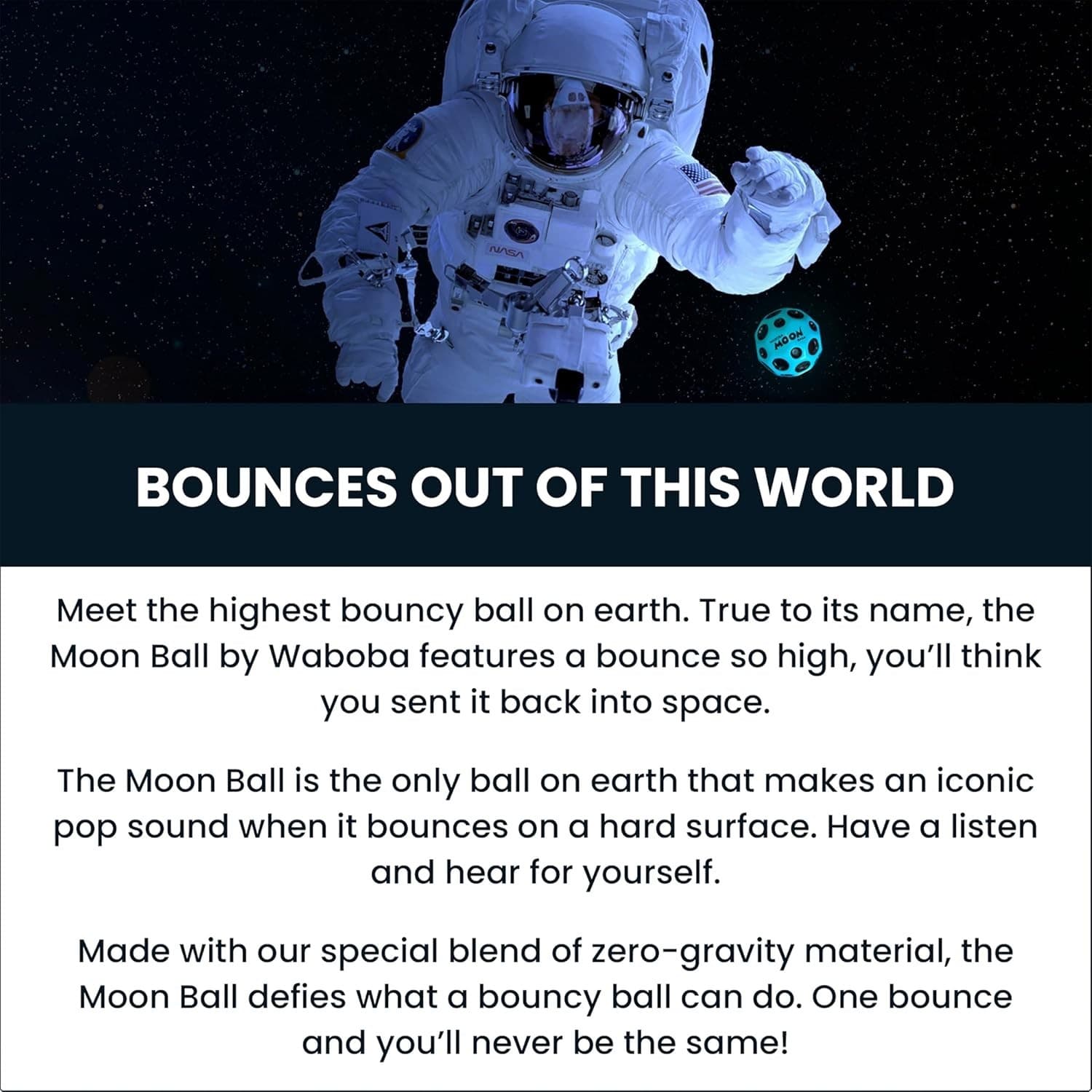 Waboba Dark Side of the Moon Ball, Hyper Bouncing - Blue 3