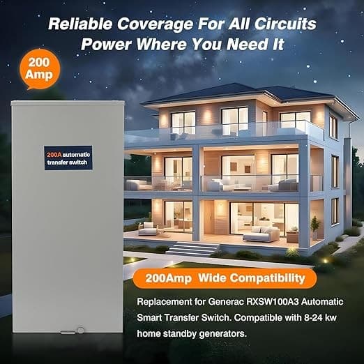 200 Amp Automatic Transfer Switch Replacement for Generac RXSW200A3,w/Power M... 5